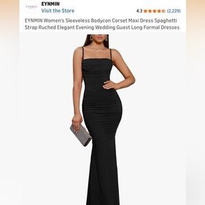 Amazon Black Sleeveless Spaghetti-Strap Ruched Corset Maxi Dress